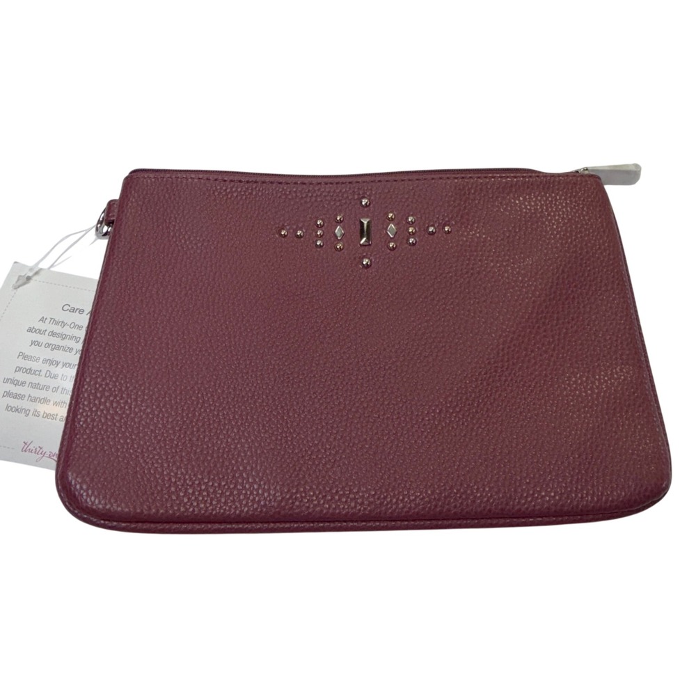 Thirty-One Rubie Mini Deep Merlot Pebble Studded Gem Pouch NEW 1037B1
